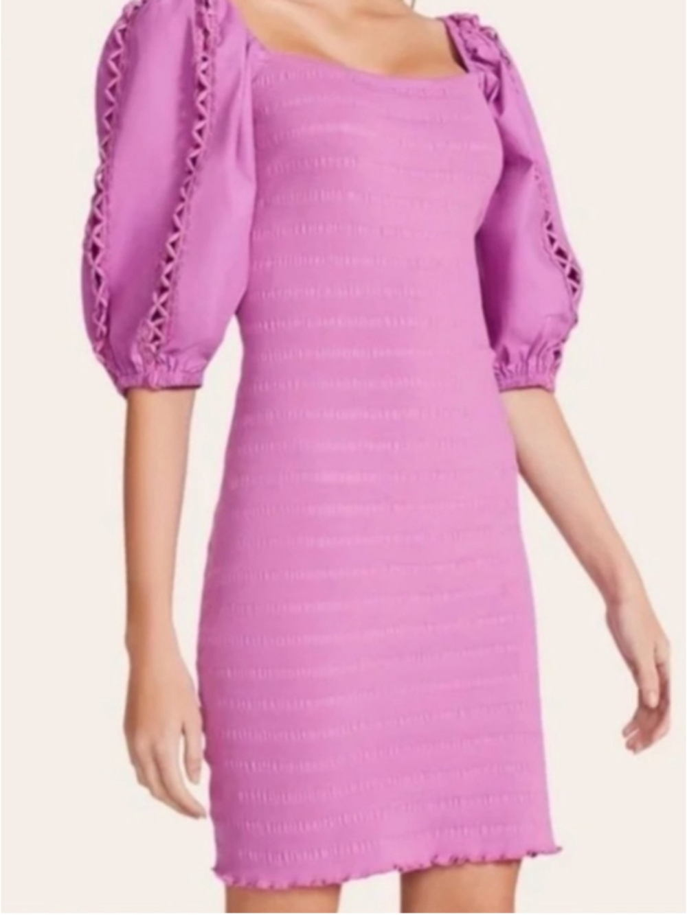 Betsey Johnson Radiant Orchid Knit Poplin Sleeve Body on Dress SZ XXL